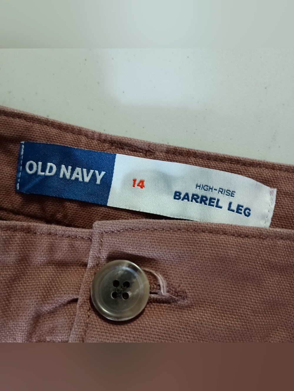 Old Navy Barrel Leg Pants 14 Womens Warm Taupe High Rise Canvas Ankle Utility - Picture 5 of 8